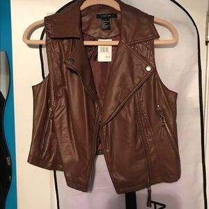 NWT Brown Faux Leather Vest